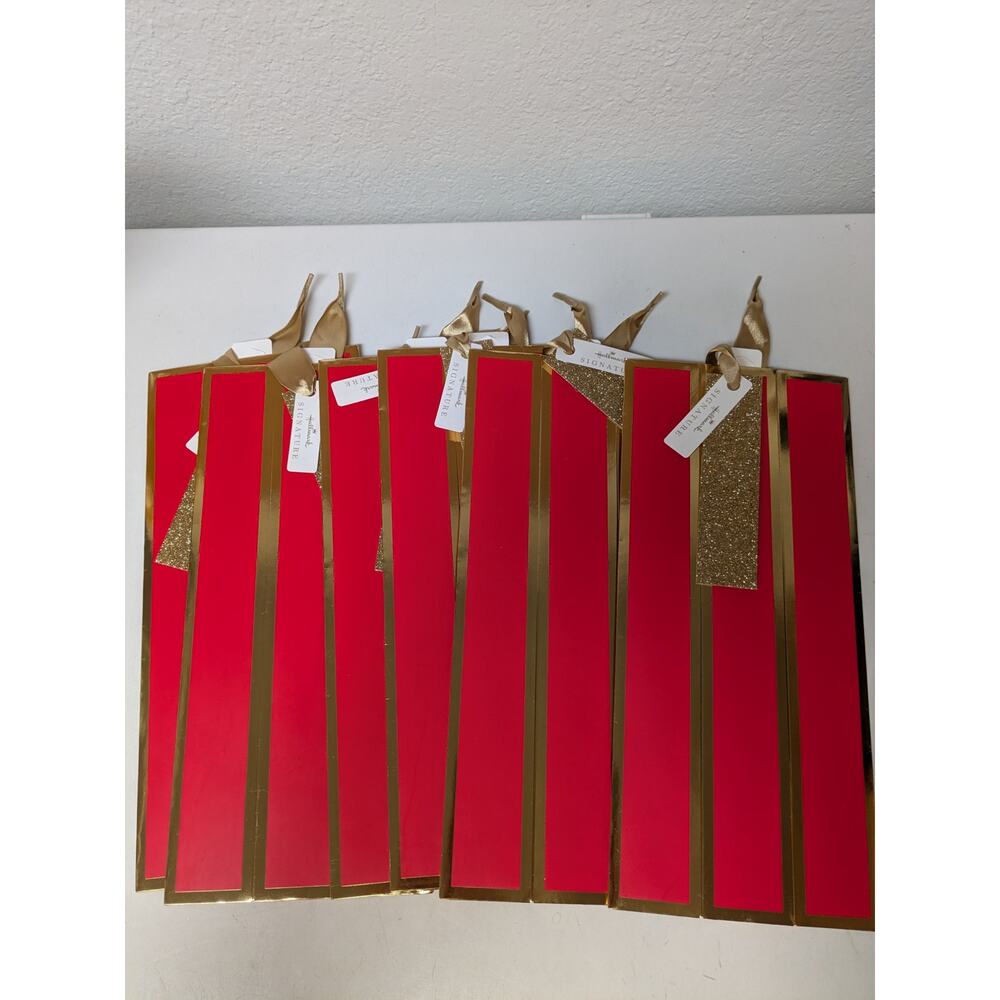 Hallmark Signature red gold glitter wine liquor bottle gift bags box set of 6